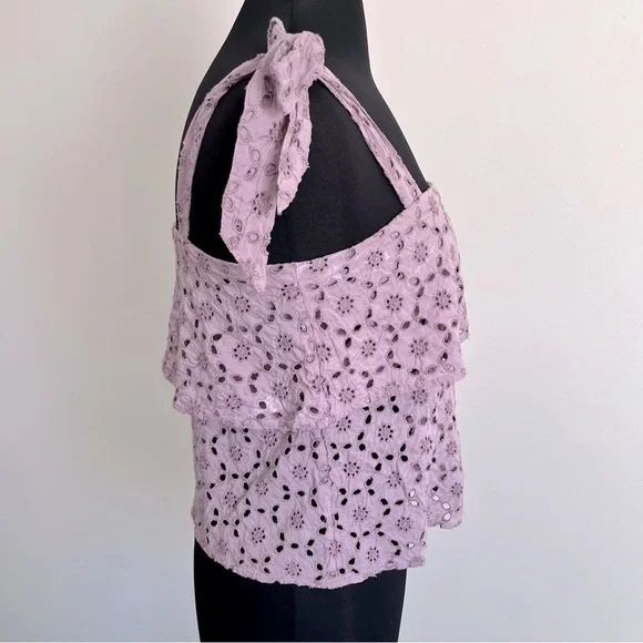 American Eagle Outfitters Eyelet Ruffle Tie Tank Top - Picture 7 of 12